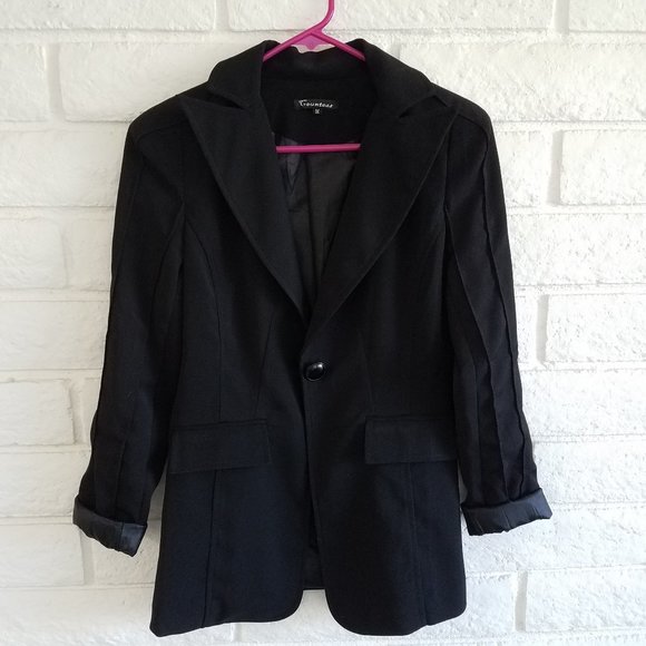 Black Blazer Suit Jacket Sz M - Picture 1 of 2